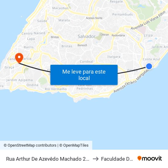 Rua Arthur De Azevêdo Machado 200-300 - Stiep Salvador - Ba 41770-790 Brasil to Faculdade De Educação Da Ufba map