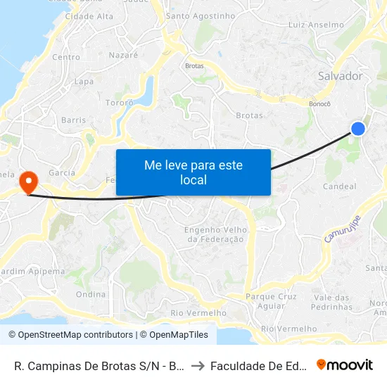 R. Campinas De Brotas S/N - Brotas Salvador - Ba Brasil to Faculdade De Educação Da Ufba map