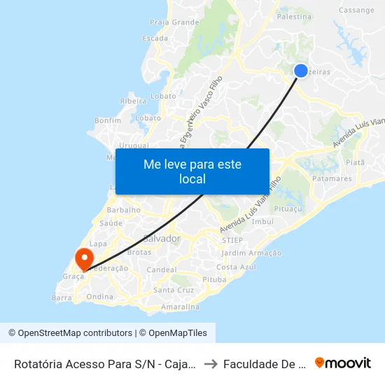 Rotatória Acesso Para S/N - Cajazeiras Salvador - Ba 41340-050 Brasil to Faculdade De Educação Da Ufba map