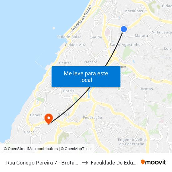 Rua Cônego Pereira 7 - Brotas Salvador - Ba Brasil to Faculdade De Educação Da Ufba map