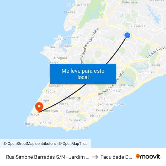 Rua Simone Barradas S/N - Jardim Nova Esperanca Salvador - Ba 41370-170 Brasil to Faculdade De Educação Da Ufba map