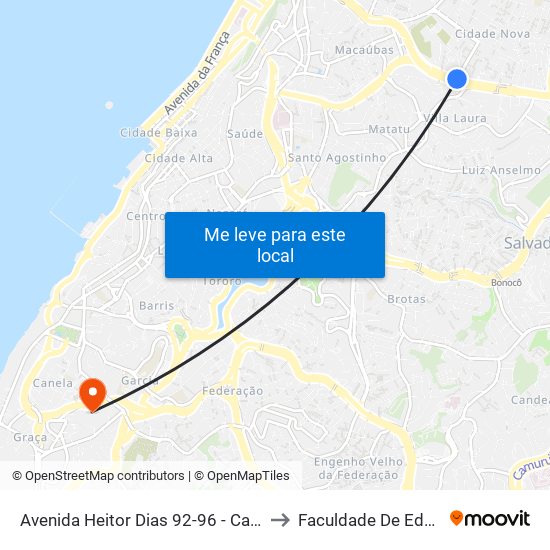 Avenida Heitor Dias 92-96 - Cabula Salvador - Ba Brasil to Faculdade De Educação Da Ufba map