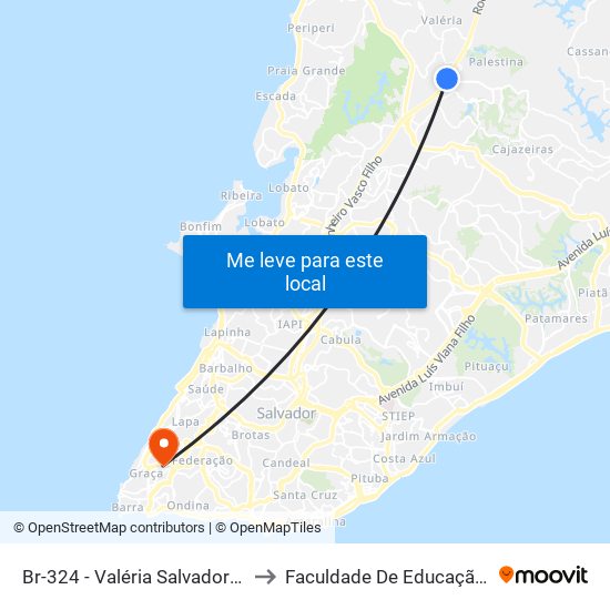 Br-324 - Valéria Salvador - Ba Brasil to Faculdade De Educação Da Ufba map