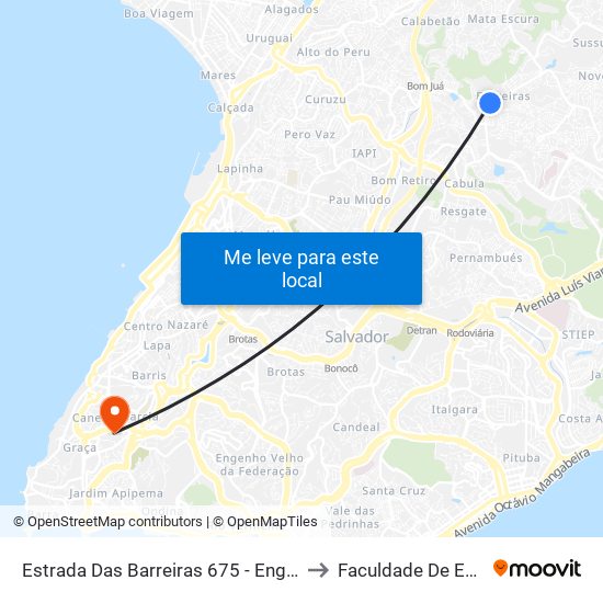 Estrada Das Barreiras 675 - Engomadeira Salvador - Ba Brasil to Faculdade De Educação Da Ufba map