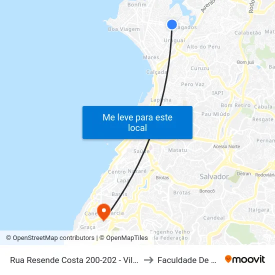 Rua Resende Costa 200-202 - Vila Ruy Barbosa Salvador - Ba Brasil to Faculdade De Educação Da Ufba map
