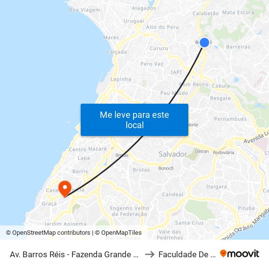 Av. Barros Réis - Fazenda Grande Do Retiro Salvador - Ba 40350-500 Brasil to Faculdade De Educação Da Ufba map