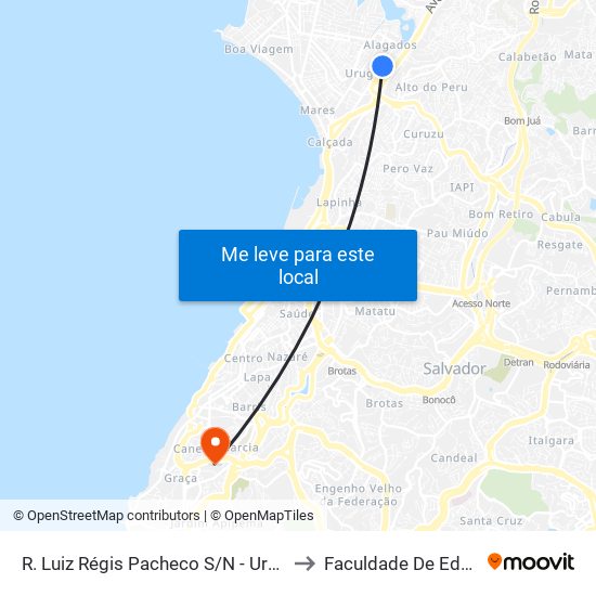 R. Luiz Régis Pacheco S/N - Uruguai Salvador - Ba Brasil to Faculdade De Educação Da Ufba map