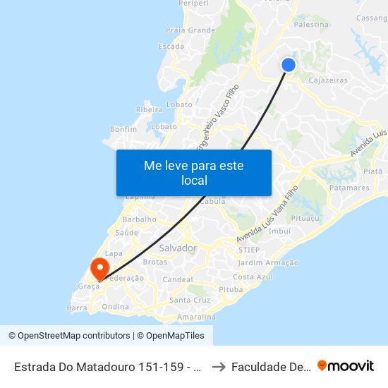 Estrada Do Matadouro 151-159 - Cajazeiras V Salvador - Ba 41311-262 Brasil to Faculdade De Educação Da Ufba map