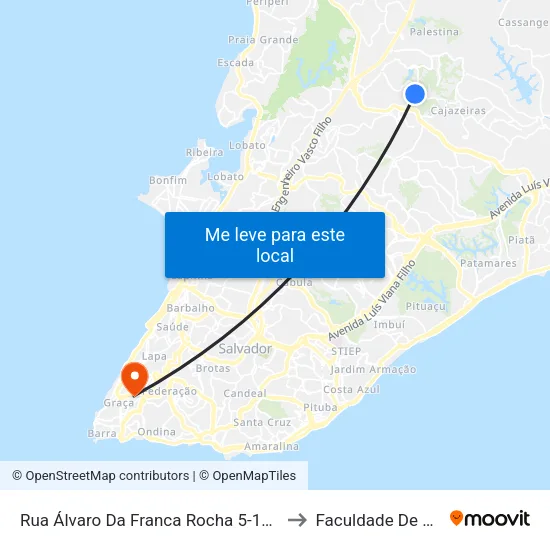 Rua Álvaro Da Franca Rocha 5-13 - Cajazeiras 5 Salvador - Ba Brasil to Faculdade De Educação Da Ufba map