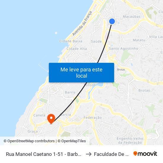 Rua Manoel Caetano 1-51 - Barbalho Salvador - Ba 40301-080 Brasil to Faculdade De Educação Da Ufba map