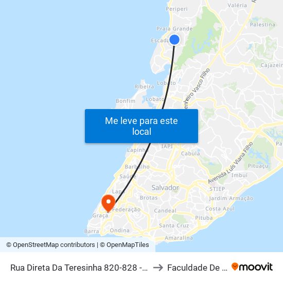 Rua Direta Da Teresinha 820-828 - Rio Sena Salvador - Ba 40711-160 Brasil to Faculdade De Educação Da Ufba map