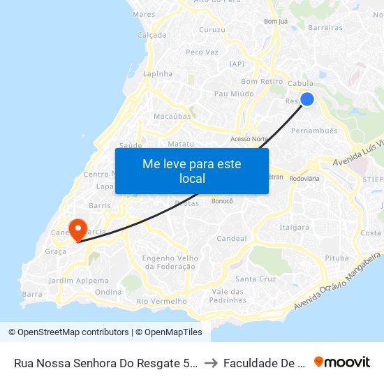 Rua Nossa Senhora Do Resgate 503-569 - Resgate Salvador - Ba Brasil to Faculdade De Educação Da Ufba map