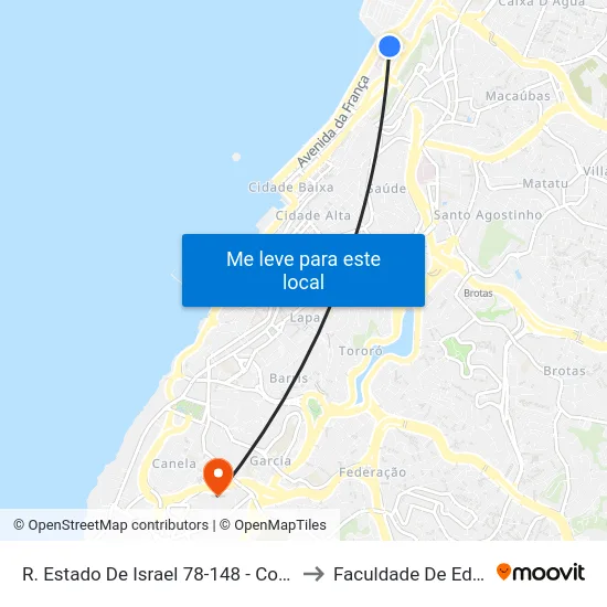 R. Estado De Israel 78-148 - Comercio Salvador - Ba Brazil to Faculdade De Educação Da Ufba map