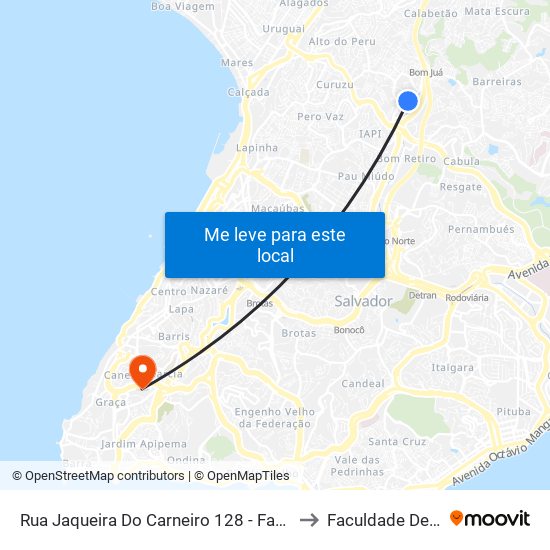 Rua Jaqueira Do Carneiro 128 - Fazenda Grande Do Retiro Salvador - Ba Brasil to Faculdade De Educação Da Ufba map