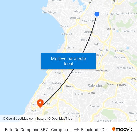 Estr. De Campinas 357 - Campinas De Pirajá Salvador - Ba 41275-410 Brasil to Faculdade De Educação Da Ufba map