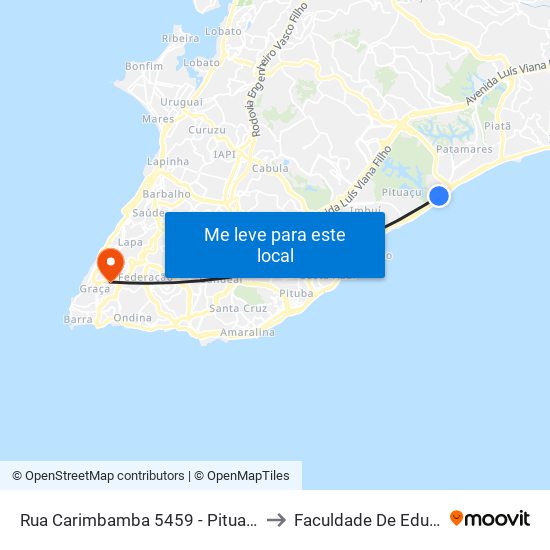 Rua Carimbamba 5459 - Pituaçu Salvador - Ba Brasil to Faculdade De Educação Da Ufba map