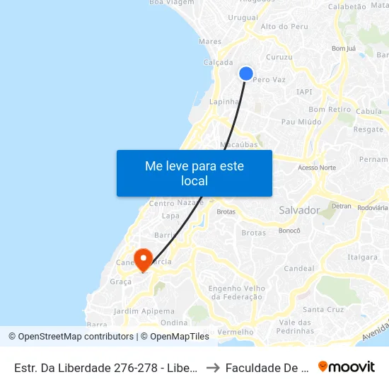 Estr. Da Liberdade 276-278 - Liberdade Salvador - Ba 40375-016 Brasil to Faculdade De Educação Da Ufba map
