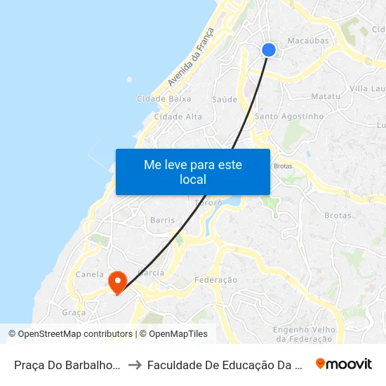 Praça Do Barbalho 72 to Faculdade De Educação Da Ufba map
