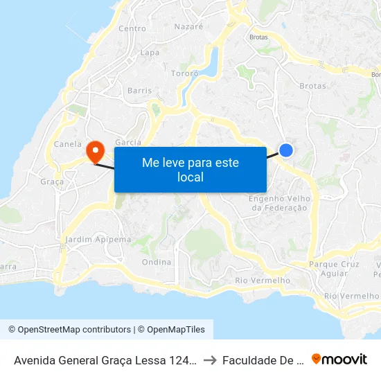 Avenida General Graça Lessa 124 - Acupe De Brotas Salvador - Ba Brazil to Faculdade De Educação Da Ufba map