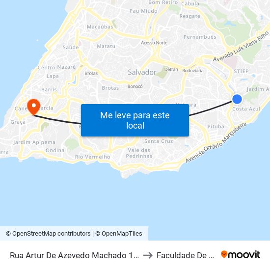 Rua Artur De Azevedo Machado 1485 - Costa Azul Salvador - Ba Brasil to Faculdade De Educação Da Ufba map