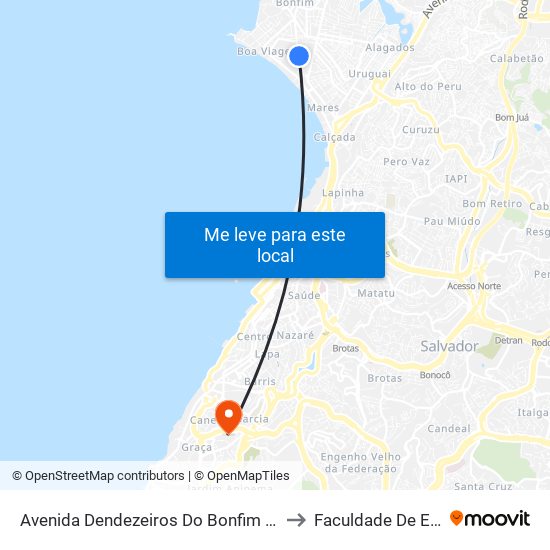 Avenida Dendezeiros Do Bonfim 33-99 - Roma Salvador - Ba Brasil to Faculdade De Educação Da Ufba map