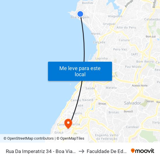 Rua Da Imperatriz 34 - Boa Viagem Salvador - Ba Brasil to Faculdade De Educação Da Ufba map
