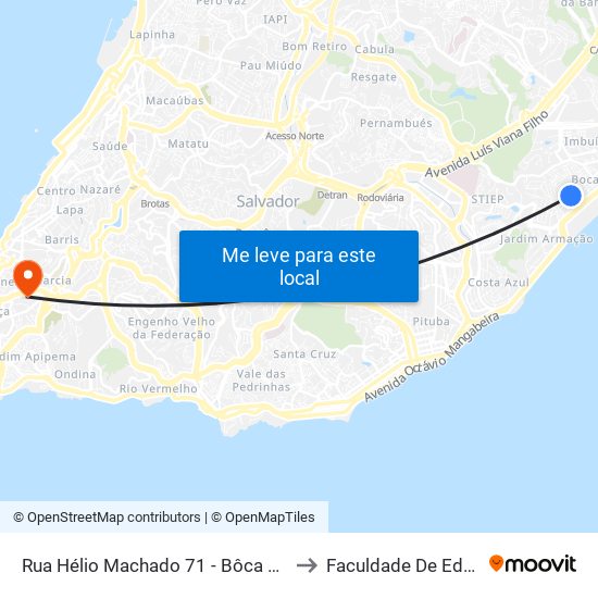 Rua Hélio Machado 71 - Bôca Do Rio Salvador - Ba Brasil to Faculdade De Educação Da Ufba map