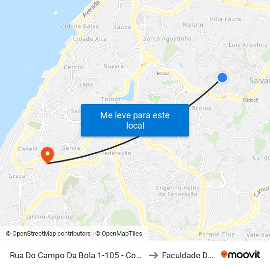 Rua Do Campo Da Bola 1-105 - Cosme De Farias Salvador - Ba 40253-030 Brasil to Faculdade De Educação Da Ufba map