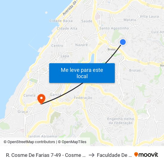 R. Cosme De Farias 7-49 - Cosme De Farias Salvador - Ba 40255-205 Brasil to Faculdade De Educação Da Ufba map