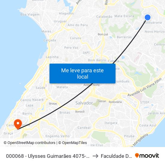 000068 - Ulysses Guimarães 4075-4121 - Sussuarana Salvador - Ba 41214-145 Brasil to Faculdade De Educação Da Ufba map