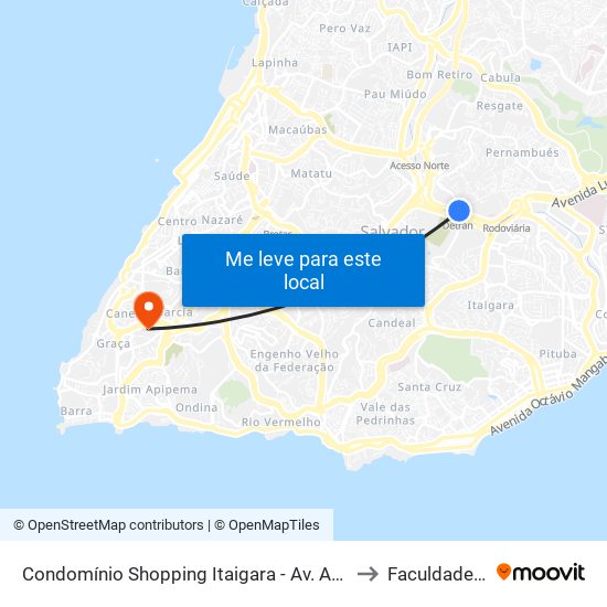 Condomínio Shopping Itaigara - Av. Antônio Carlos Magalhães 65 - Itaigara Salvador - Ba 41857-900 Brasil to Faculdade De Educação Da Ufba map