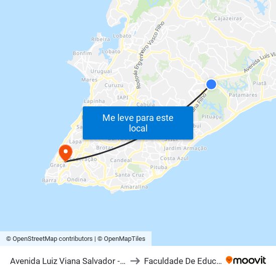 Avenida Luiz Viana Salvador - Bahia 41741 Brasil to Faculdade De Educação Da Ufba map