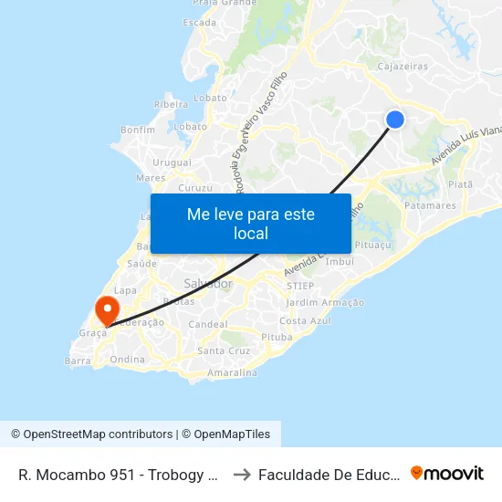 R. Mocambo 951 - Trobogy Salvador - Ba Brasil to Faculdade De Educação Da Ufba map