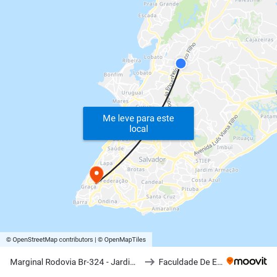Marginal Rodovia Br-324 - Jardim Santo Inacio Salvador - Ba Brasil to Faculdade De Educação Da Ufba map