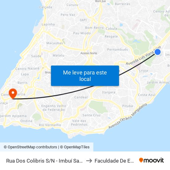 Rua Dos Colibris S/N - Imbuí Salvador - Ba 41730-101 Brasil to Faculdade De Educação Da Ufba map