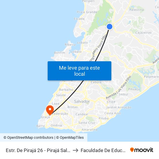 Estr. De Pirajá 26 - Pirajá Salvador - Ba Brasil to Faculdade De Educação Da Ufba map