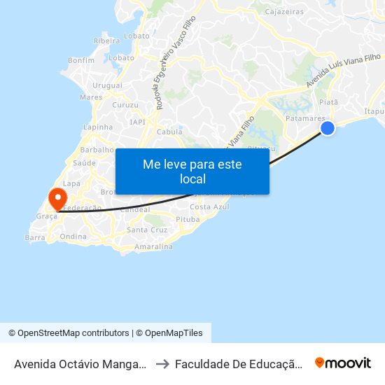 Avenida Octávio Mangabeira 177 to Faculdade De Educação Da Ufba map