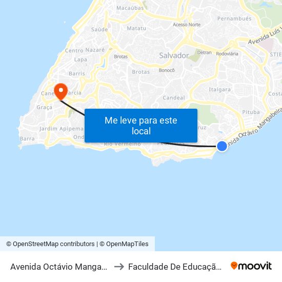 Avenida Octávio Mangabeira 429 to Faculdade De Educação Da Ufba map