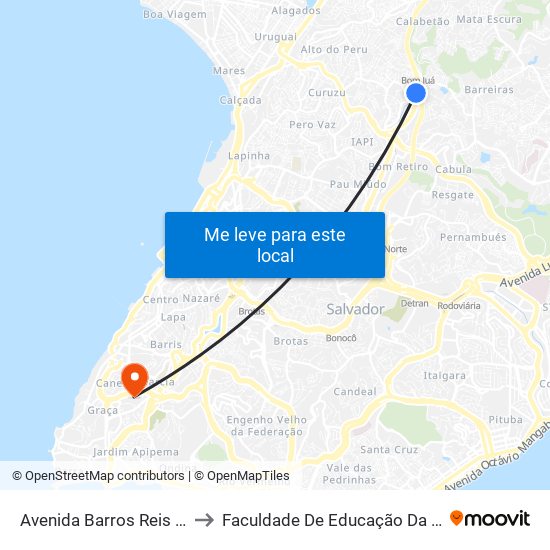 Avenida Barros Reis 277 to Faculdade De Educação Da Ufba map