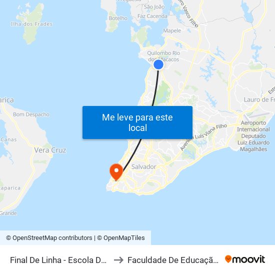 Final De Linha - Escola De Menores to Faculdade De Educação Da Ufba map
