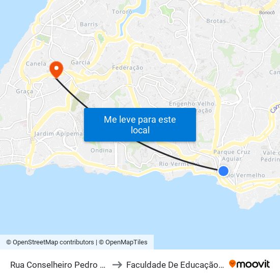 Rua Conselheiro Pedro Luiz, 269 to Faculdade De Educação Da Ufba map