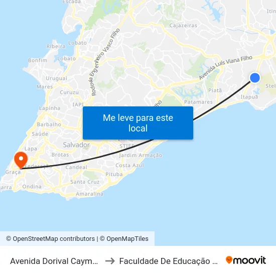 Avenida Dorival Caymmi, 623 to Faculdade De Educação Da Ufba map