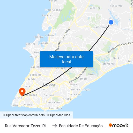Rua Vereador Zezeu Ribeiro, 60 to Faculdade De Educação Da Ufba map