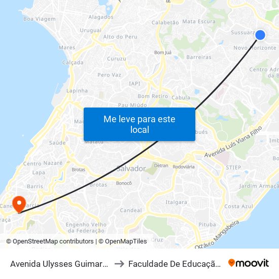 Avenida Ulysses Guimarães, 4559 to Faculdade De Educação Da Ufba map