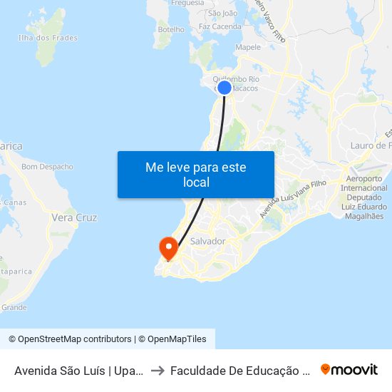 Avenida São Luís | Upa Paripe to Faculdade De Educação Da Ufba map