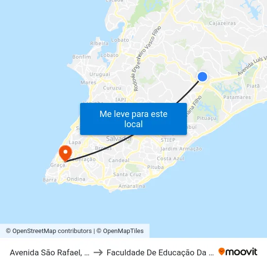 Avenida São Rafael, 784 to Faculdade De Educação Da Ufba map