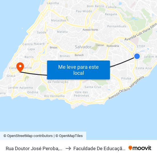 Rua Doutor José Peroba, 1485 | Ida to Faculdade De Educação Da Ufba map