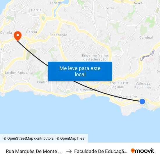 Rua Marquês De Monte Santo, 366 to Faculdade De Educação Da Ufba map