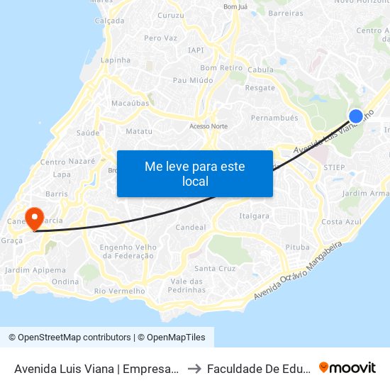 Avenida Luis Viana | Empresarial Paralela Shopping to Faculdade De Educação Da Ufba map