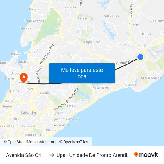 Avenida São Cristóvão, 14 to Upa - Unidade De Pronto Atendimento Do Curuzú map